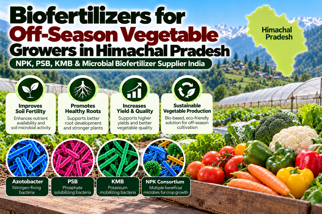 Biofertilizers for Off-Season Vegetable Growers in Himachal Pradesh | NPK, PSB, KMB & Microbial Biofertilizer Supplier India