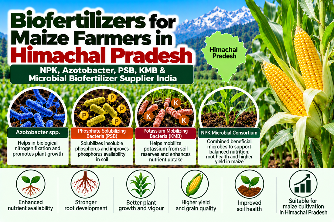 Biofertilizers for Maize Farmers in Himachal Pradesh | NPK, Azotobacter, PSB, KMB & Microbial Biofertilizer Supplier India