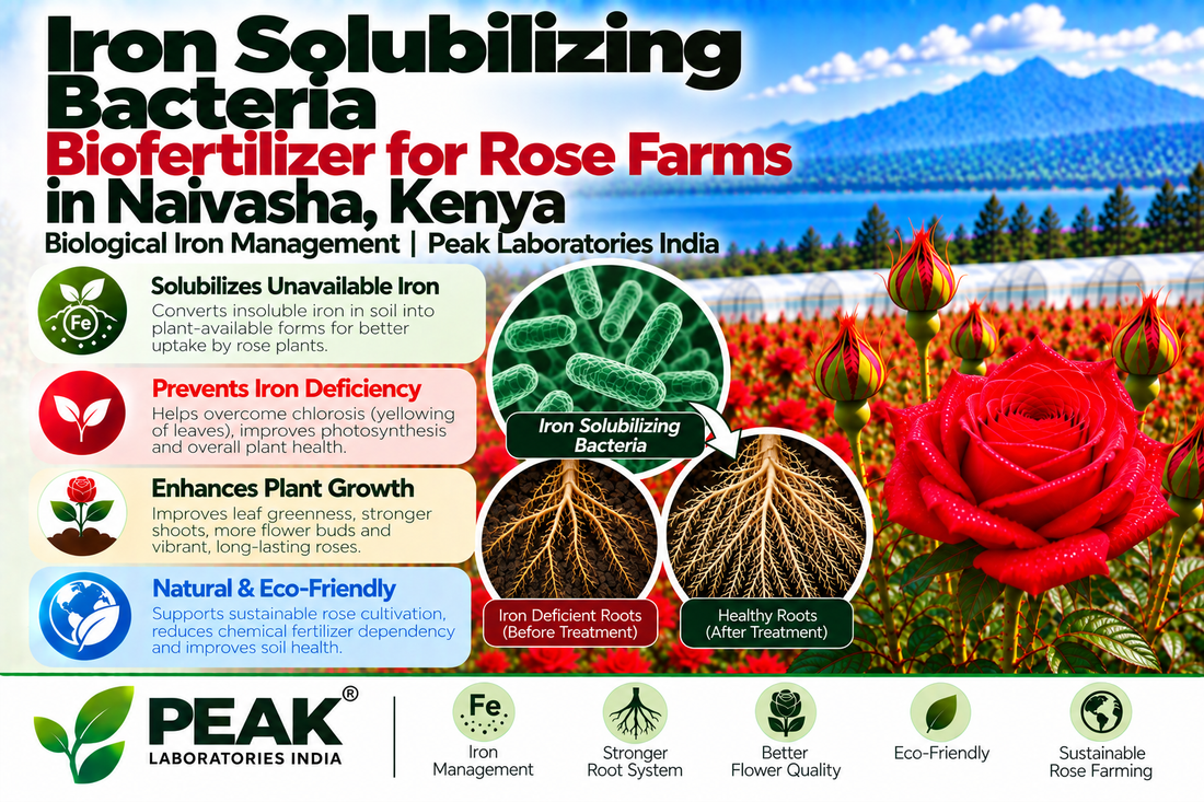 Iron Solubilizing Bacteria Biofertilizer for Rose Farms in Naivasha, Kenya | Biological Iron Management | Peak Laboratories India