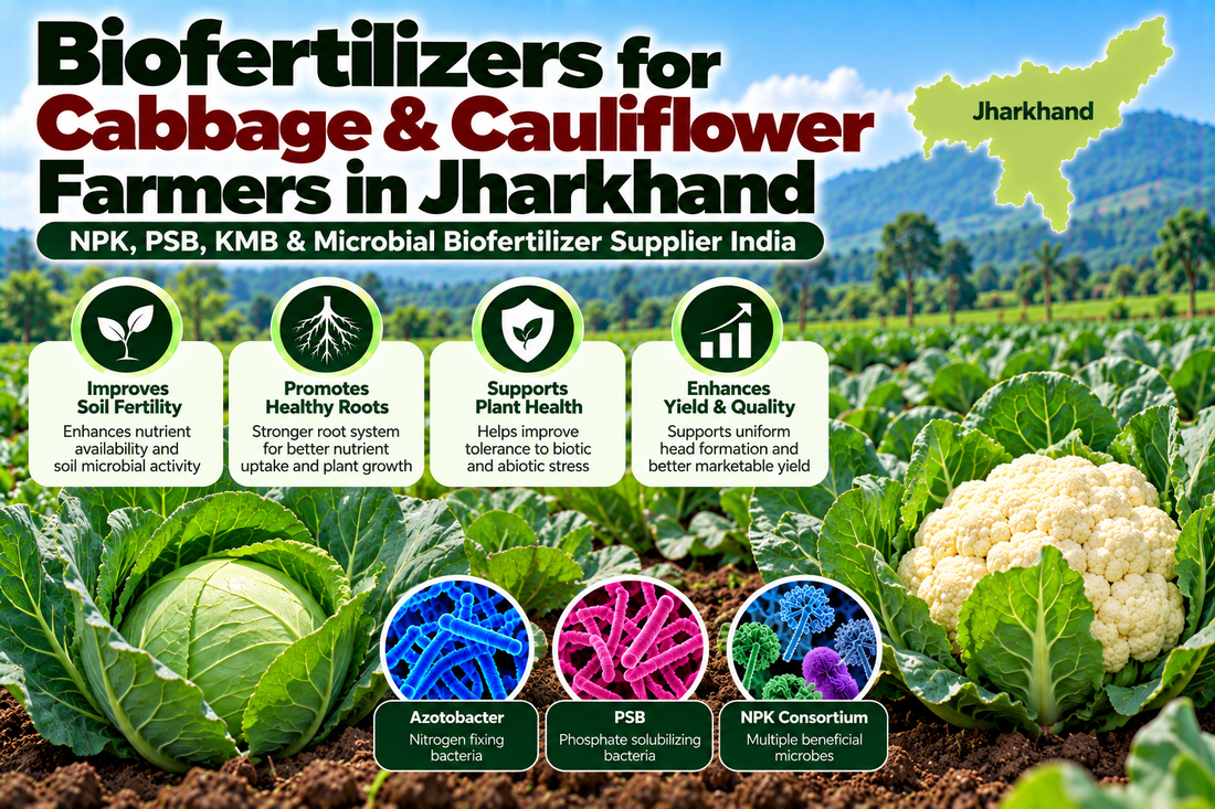 Biofertilizers for Cabbage & Cauliflower Farmers in Jharkhand | NPK, PSB, KMB & Microbial Biofertilizer Supplier India