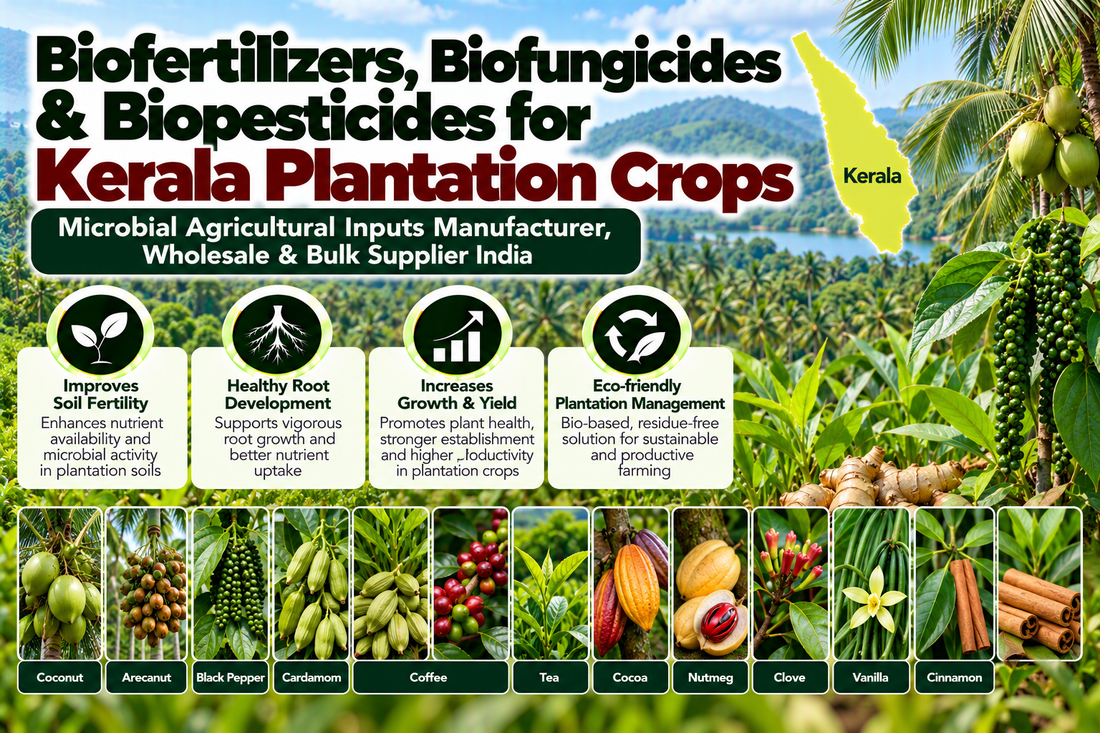 Biofertilizers, Biofungicides & Biopesticides for Kerala Plantation Crops | Microbial Agricultural Inputs Manufacturer, Wholesale & Bulk Supplier India