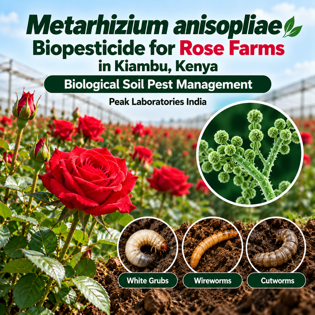 Metarhizium anisopliae Biopesticide for Rose Farms in Kiambu, Kenya | Biological Soil Pest Management | Peak Laboratories India