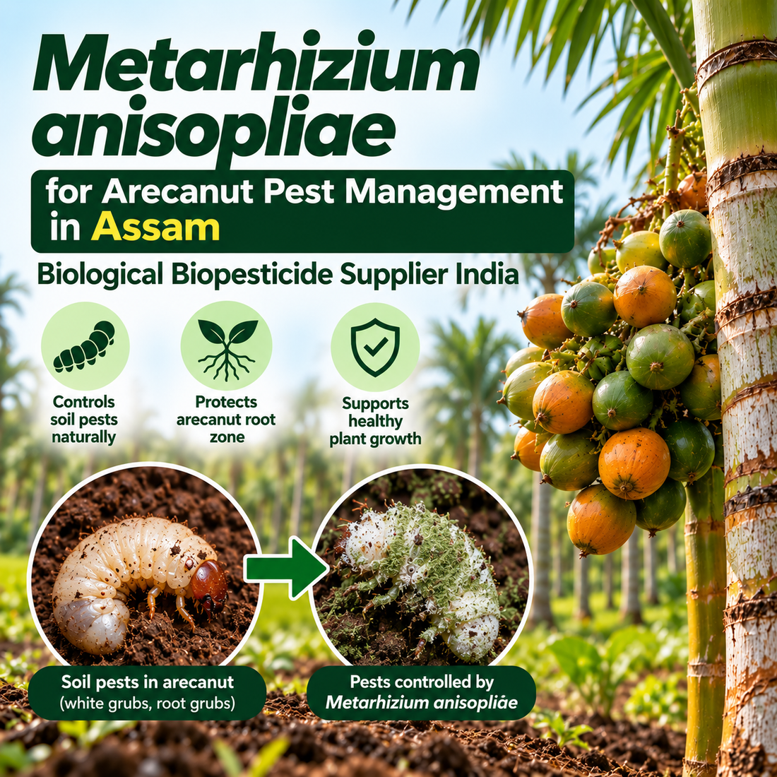Metarhizium anisopliae for Arecanut Pest Management in Assam | Biological Biopesticide Supplier India