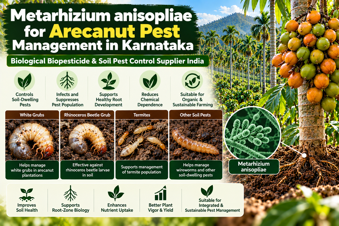 Metarhizium anisopliae for Arecanut Pest Management in Karnataka | Biological Biopesticide & Soil Pest Control Supplier India