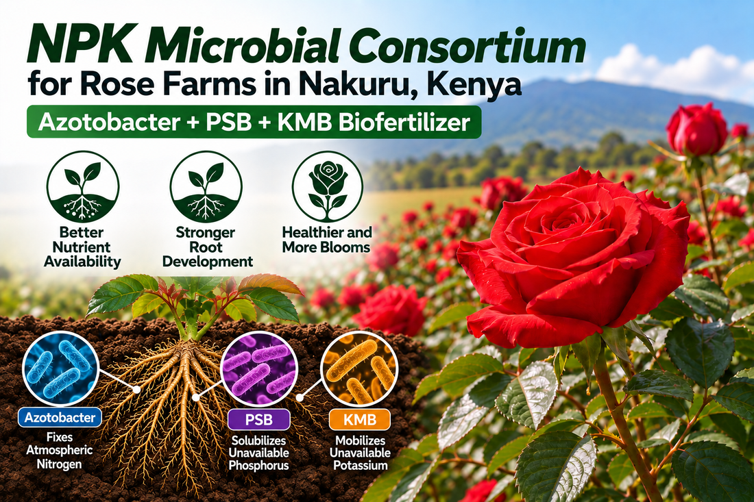 NPK Microbial Consortium for Rose Farms in Nakuru, Kenya | Azotobacter + PSB + KMB Biofertilizer | Peak Laboratories India