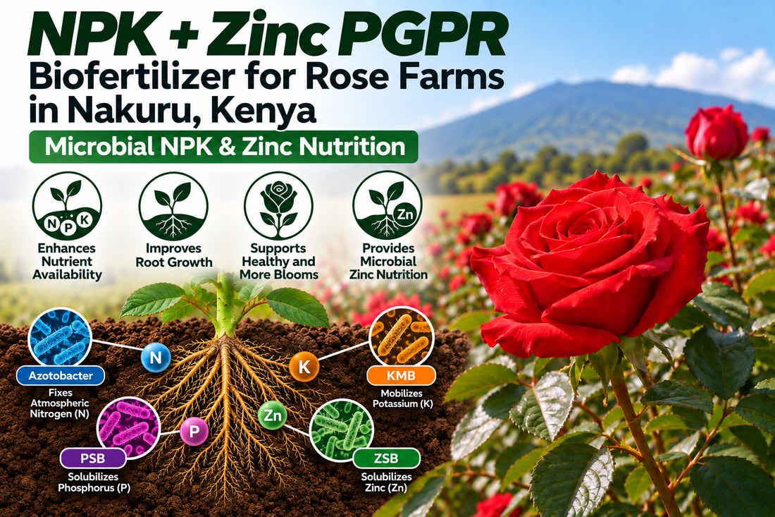 NPK + Zinc PGPR Biofertilizer for Rose Farms in Nakuru, Kenya | Microbial NPK & Zinc Nutrition | Peak Laboratories India