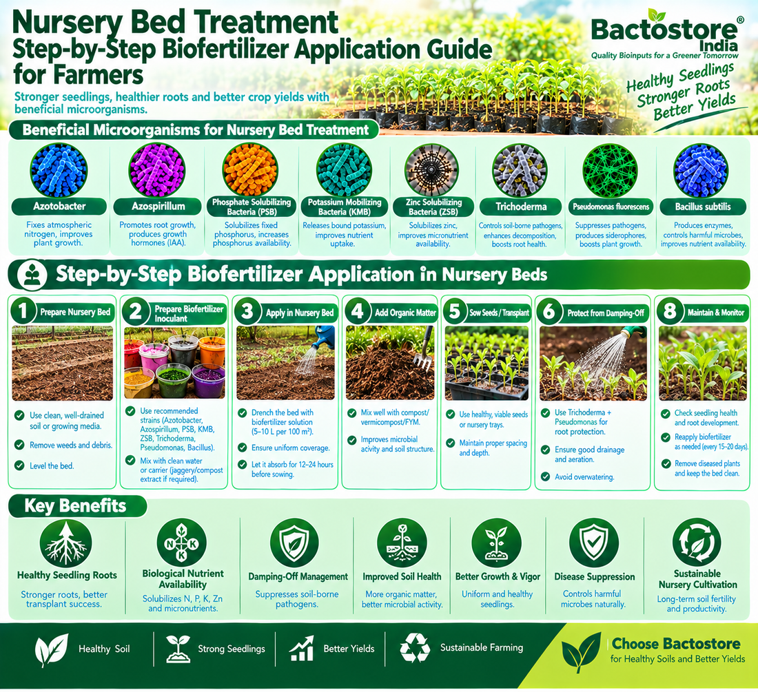 Nursery Bed Treatment Step-by-Step Biofertilizer Application Guide for Farmers | Azotobacter, Azospirillum, Phosphate Solubilizing Bacteria, Potassium Mobilizing Bacteria, Zinc Solubilizing Bacteria, Trichoderma