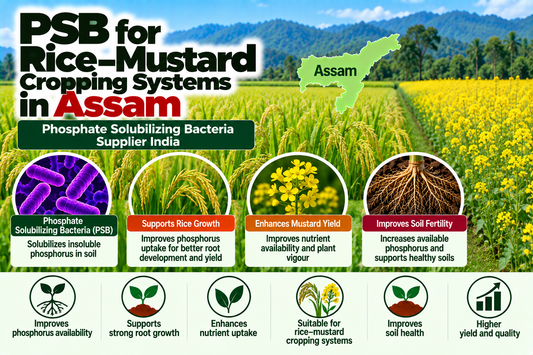 PSB for Rice–Mustard Cropping Systems in Assam | Phosphate Solubilizing Bacteria Supplier India