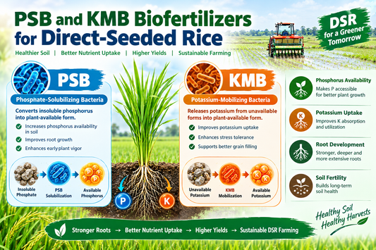 PSB and KMB Biofertilizers for Direct-Seeded Rice | Phosphate-Solubilizing Bacteria, Potassium-Mobilizing Bacteria, Phosphorus Availability, Potassium Uptake, Root Development, Soil Fertility & Sustainable DSR Farming – Bactostore India