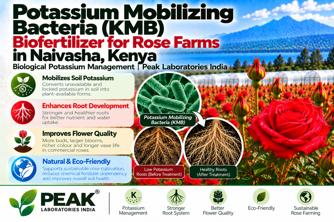 Potassium Mobilizing Bacteria (KMB) Biofertilizer for Rose Farms in Naivasha, Kenya | Biological Potassium Management | Peak Laboratories India