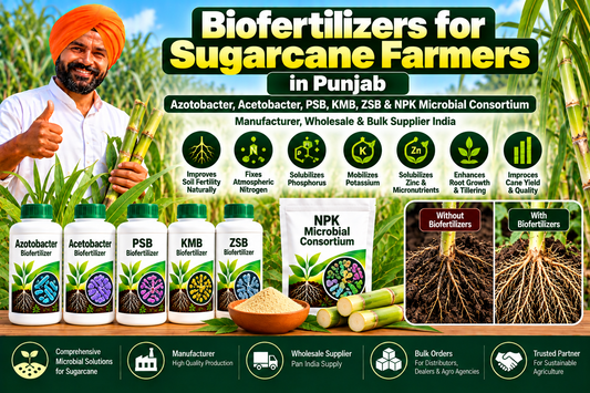 Biofertilizers for Sugarcane Farmers in Punjab | Azotobacter, Acetobacter, PSB, KMB, ZSB & NPK Microbial Consortium Manufacturer, Wholesale & Bulk Supplier India