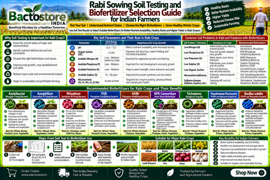 Rabi Sowing Soil Testing and Biofertilizer Selection Guide for Indian Farmers | Understanding Soil pH, Organic Carbon, Nitrogen, Phosphorus, Potassium, Sulphur and Micronutrients for Choosing Azotobacter, Rhizobium