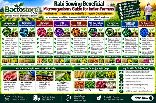 Rabi Sowing Beneficial Microorganisms Guide for Indian Farmers | How Azotobacter, Azospirillum, Rhizobium, PSB, KMB, NPK Microbial Consortium, Trichoderma, Pseudomonas fluorescens and Bacillus subtilis