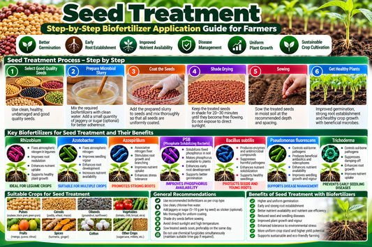 Seed Treatment Step-by-Step Biofertilizer Application Guide for Farmers | Rhizobium, Azotobacter, Azospirillum, Phosphate Solubilizing Bacteria, Bacillus subtilis, Pseudomonas fluorescens and Trichoderma