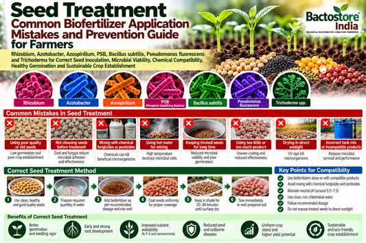 Seed Treatment Common Biofertilizer Application Mistakes and Prevention Guide for Farmers | Rhizobium, Azotobacter, Azospirillum, PSB, Bacillus subtilis, Pseudomonas fluorescens and Trichoderma
