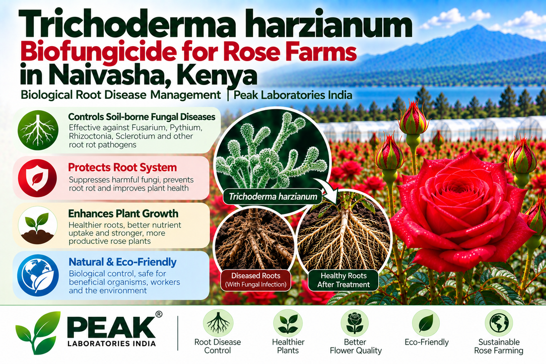 Trichoderma harzianum Biofungicide for Rose Farms in Naivasha, Kenya | Biological Root Disease Management | Peak Laboratories India