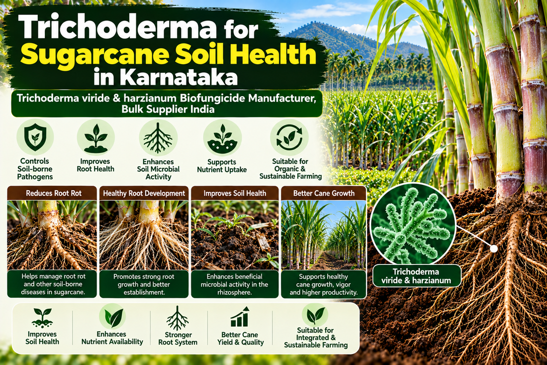 Trichoderma for Sugarcane Soil Health in Karnataka | Trichoderma viride & harzianum Biofungicide Manufacturer, Bulk Supplier India