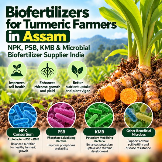 Biofertilizers for Turmeric Farmers in Assam | NPK, PSB, KMB & Microbial Biofertilizer Supplier India