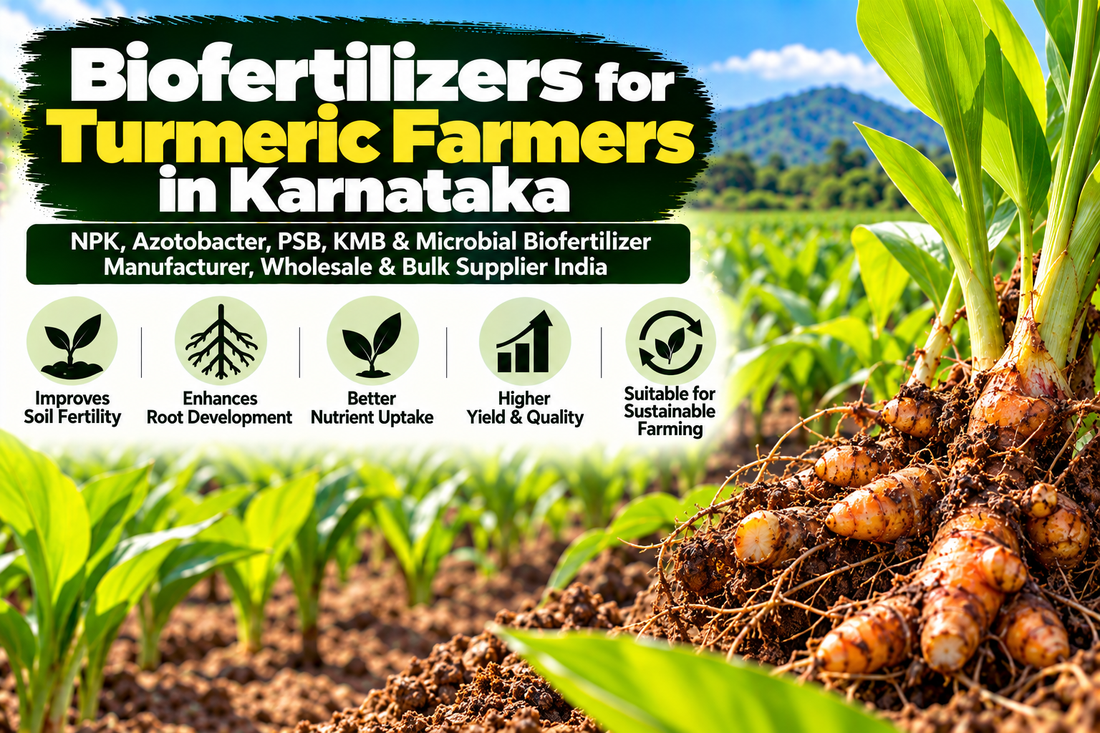 Biofertilizers for Turmeric Farmers in Karnataka | NPK, Azotobacter, PSB, KMB & Microbial Biofertilizer Manufacturer, Wholesale & Bulk Supplier India