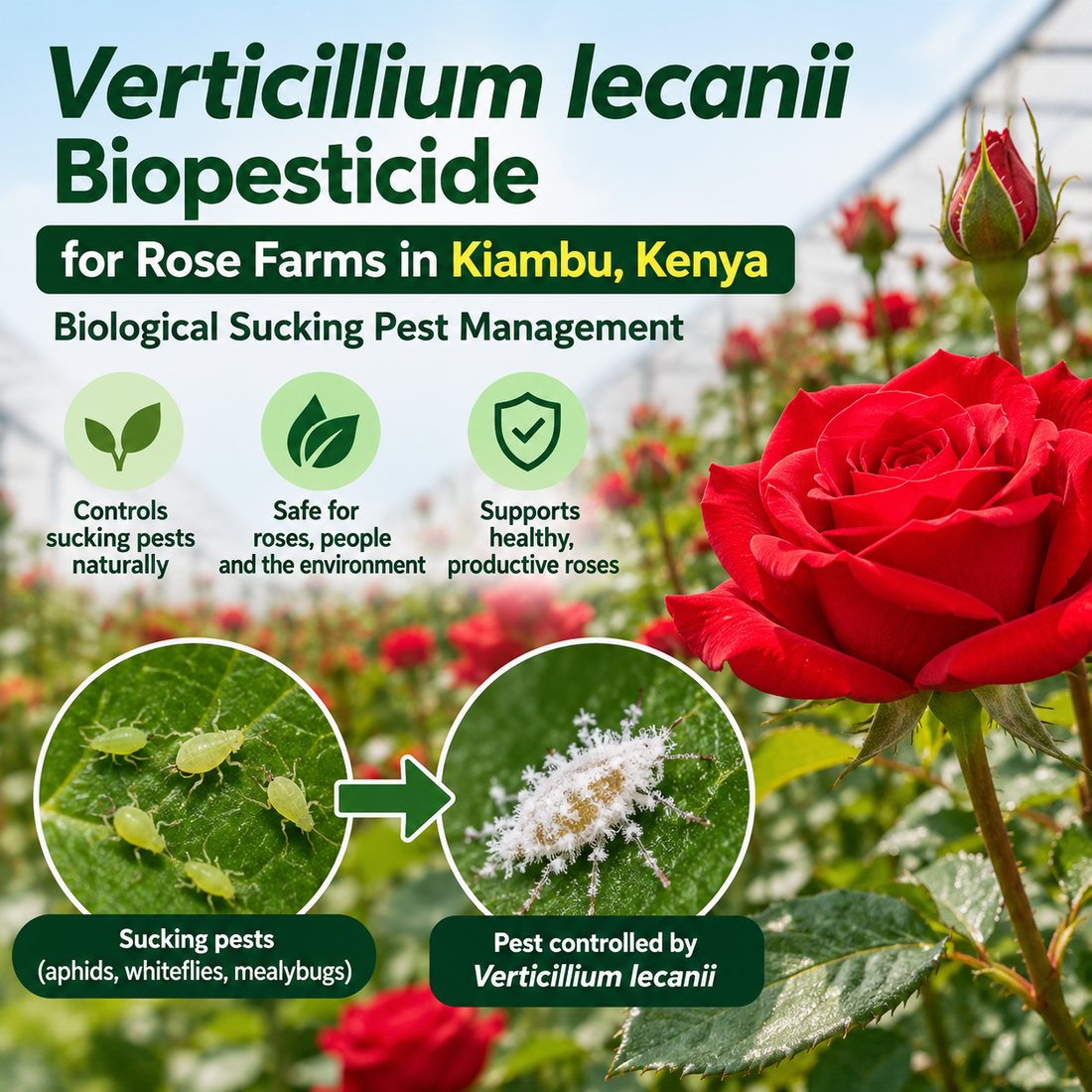 Verticillium lecanii Biopesticide for Rose Farms in Kiambu, Kenya | Biological Sucking Pest Management | Peak Laboratories India