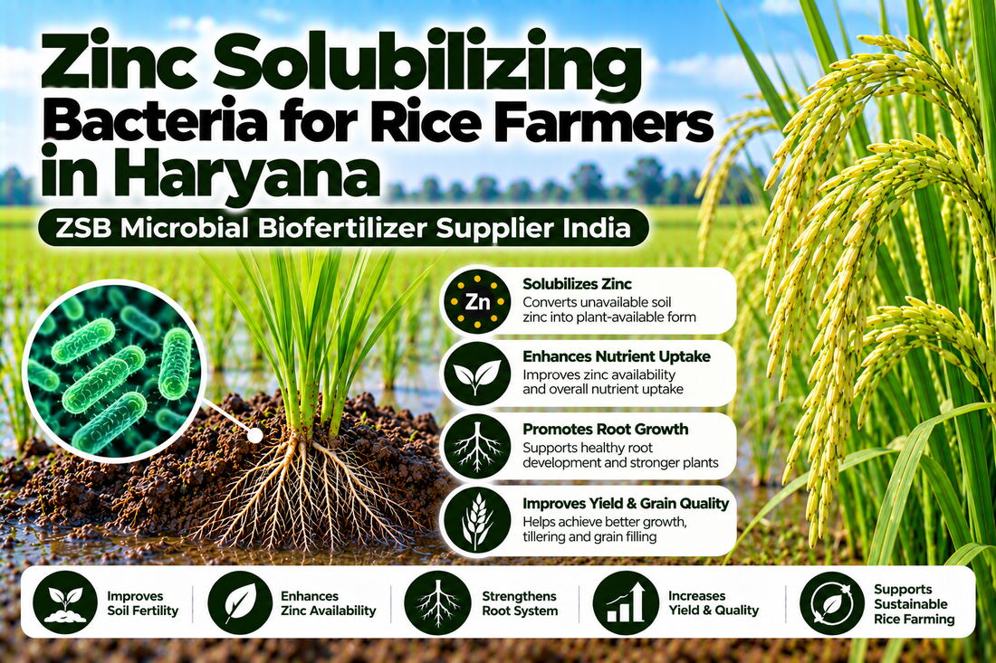 Zinc Solubilizing Bacteria for Rice Farmers in Haryana | ZSB Microbial Biofertilizer Supplier India