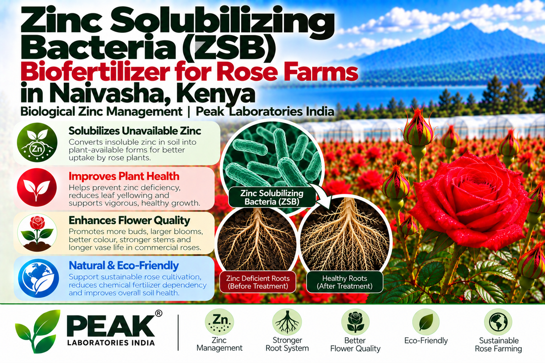 Zinc Solubilizing Bacteria (ZSB) Biofertilizer for Rose Farms in Naivasha, Kenya | Biological Zinc Management | Peak Laboratories India