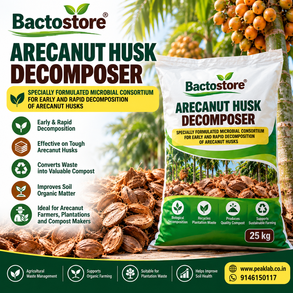 Arecanut Husk Decomposer – 25 kg Bag