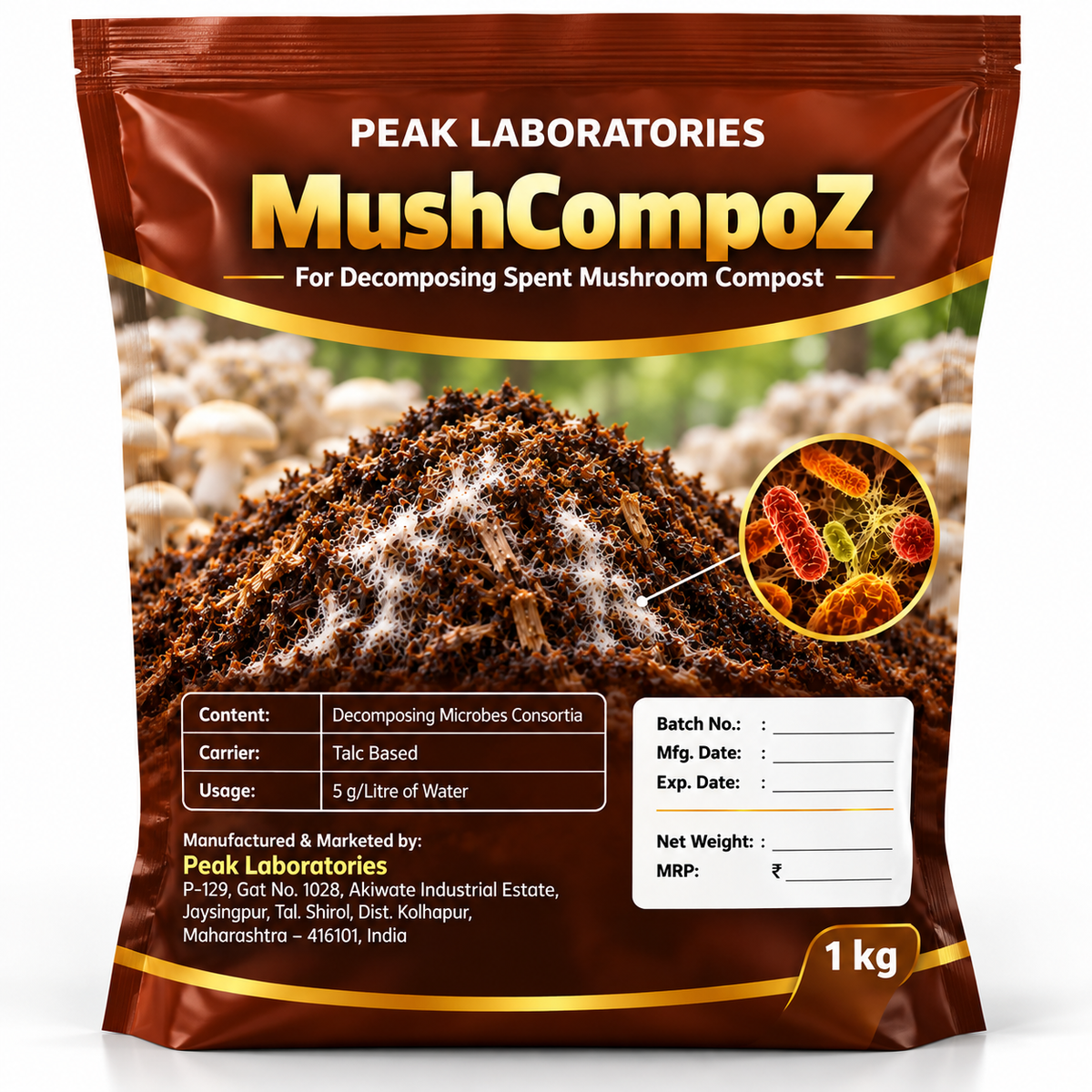 MushCompoZ Microbial Decomposer for Spent Mushroom Compost 1 kg packet